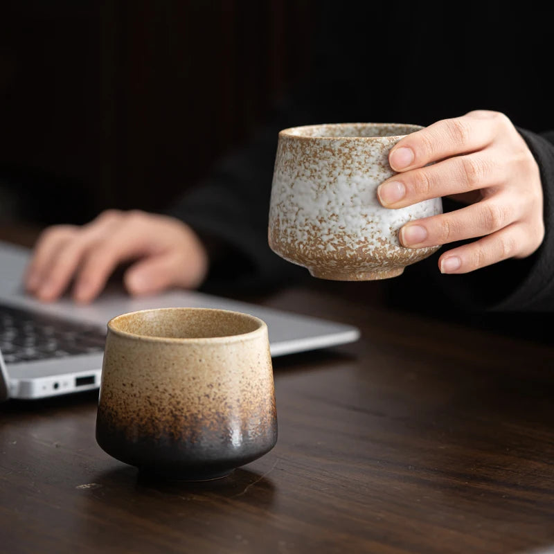 200ml Retro Kiln Changed Stoneware European Ceramic Cup Set Coffee Cup Teacup