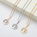 DAIHE New Arrival Hollow Life Tree Clavicle Round Pendant Fashion Jewelry Unisex Titanium Steel Pendant Necklace