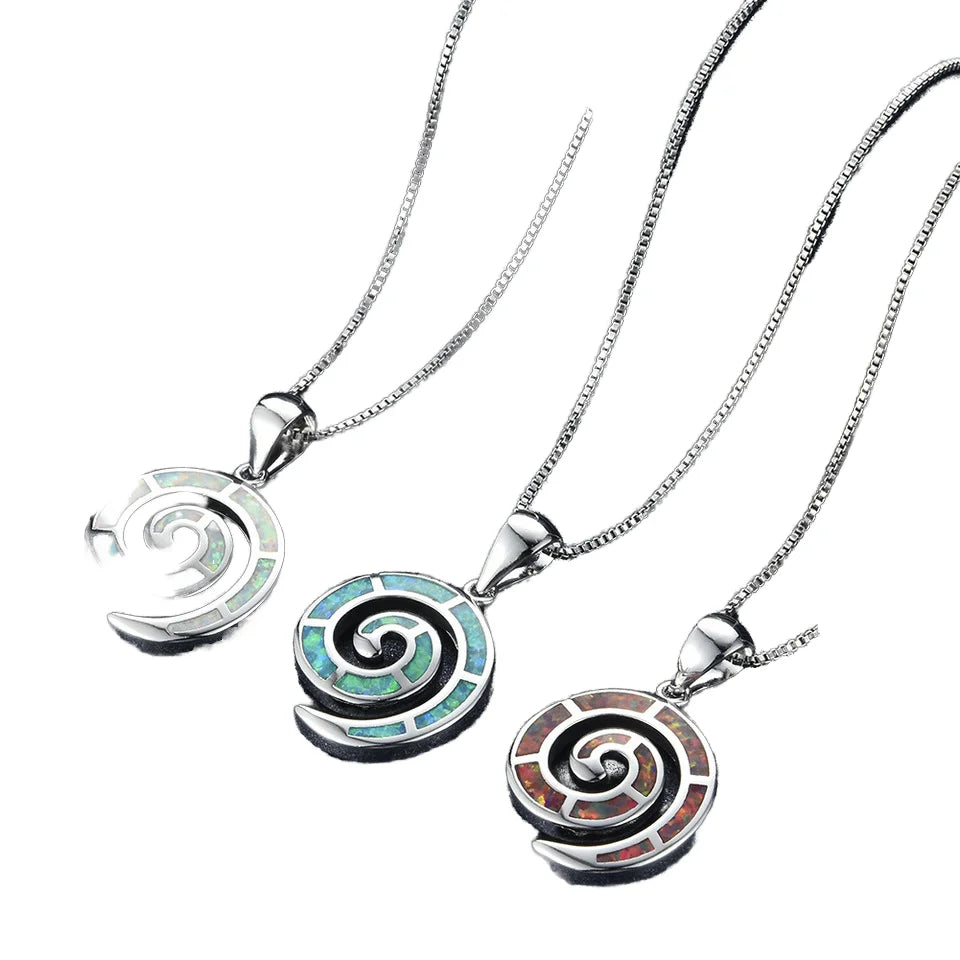 Fashionable Trendy Men's Party Necklace Opal Silver Plated Water-wave Chain Jewelry Gift