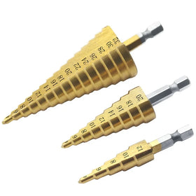 HSS 4241 Straight Flute Hexagonal Shank Cone Titanium Stepped Bits Multifunctional Drill