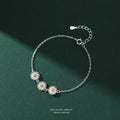 925 Sterling Silver Lovely Daisy Flower Charm Bracelet for Women Girls Cute Fine Jewelry Gift
