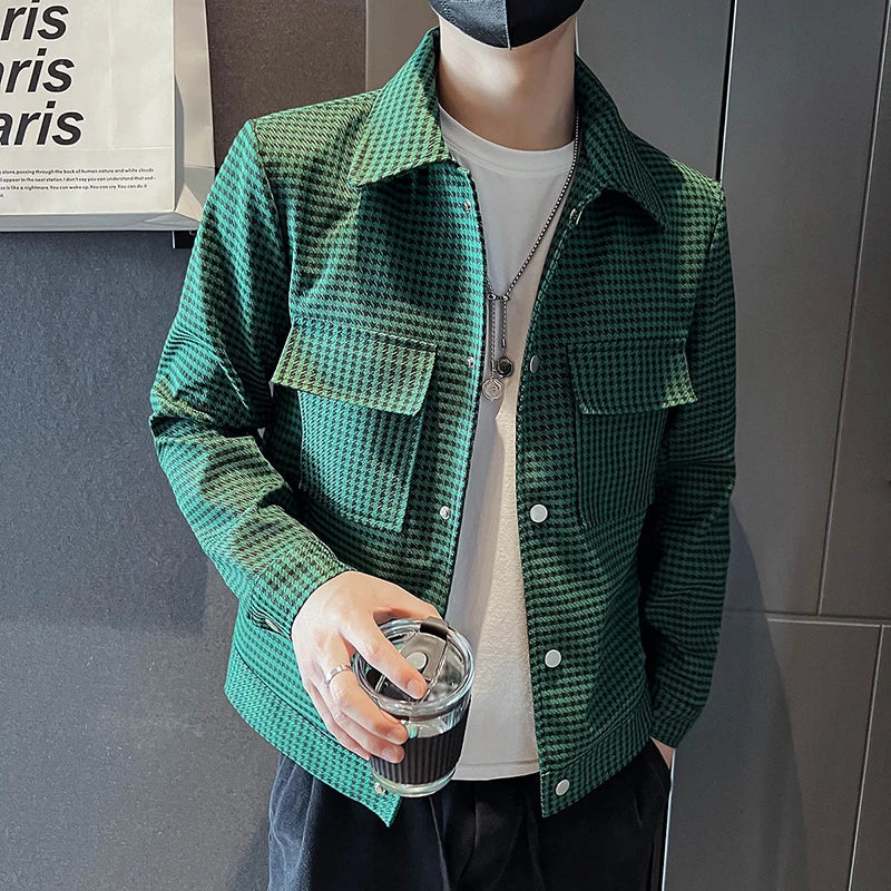 2023 Brand Clothing Men Spring High Quality Casual Jackets/Male Slim Fit Fashion Business Plaid Coats Plus Size M-3XL