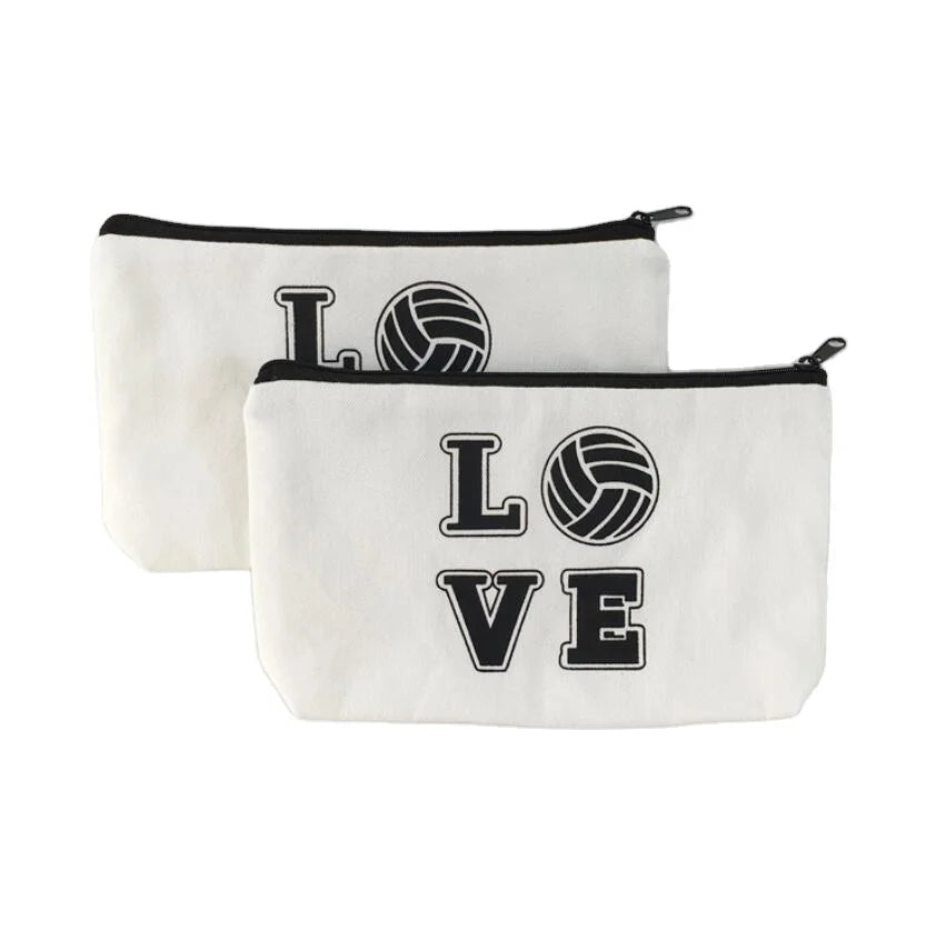 Custom Various Size Eco Pencil Case Eco Cotton Pouch Make up Bags Plain White Cotton Canvas Zipper Makeup Cosmetic Bag with Logo