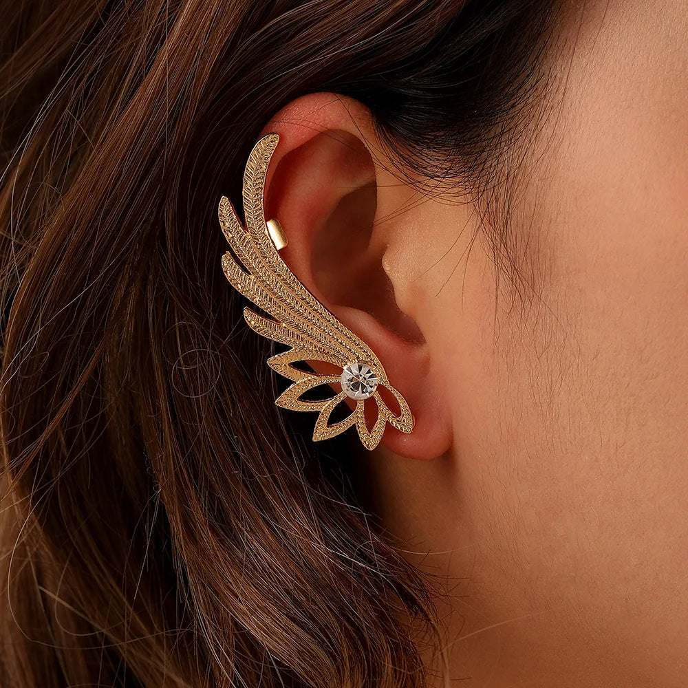 Vintage No Hole Angel Wing Ear Clip Shiny Ear Clip Earrings Engagement Party Ear Cuff Earrings Women
