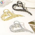 QIYUE Metal Hair Clip Large Shark Hair Clip Liquid Heart Hairpin Temperament High Sense Metal Heart Hair Claw Clip