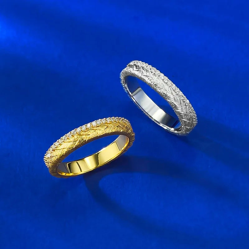 Jewelry for Women Wholesaler 925 Sterling Silver Vintage Brushed Braided Strip Ring Round Brilliant Cut Zirconia Ring Wholesale