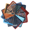 Men's Classic Red Khaki Print Dot Silk Handkerchiefs Floral Pattern Square Pockets Wedding Hankies Business Casual Gift for Him