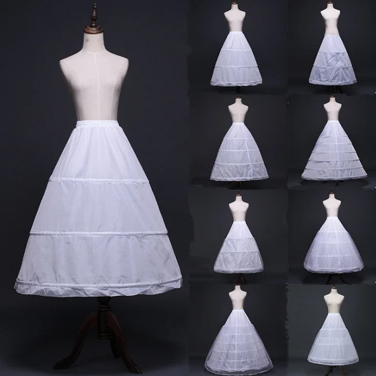 White Chiffon Wedding Dress Underskirt Tulle Long Adult Petticoat for Women HPC-2120