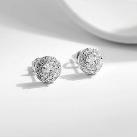 925 Sterling Silver Wedding Jewelry Classic Round Prong Setting Lab Diamonds 1.00CT D Color Moissanite Earrings for Women