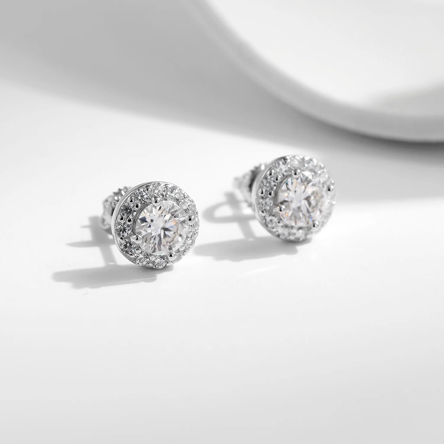 925 Sterling Silver Wedding Jewelry Classic Round Prong Setting Lab Diamonds 1.00CT D Color Moissanite Earrings for Women