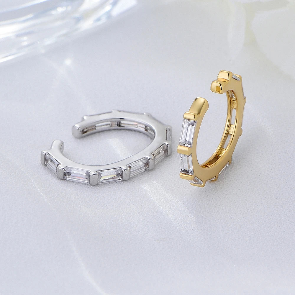 Top Quality New Design Wholesale Fashion Woman Luxury Rectangle Zircon Ear Cuff Earrings