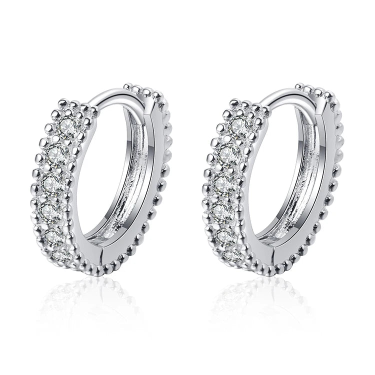 SGARIT Silver Jewelry 0.14CT Round Cut Moissanite Diamond Earrings 925 Sterling Silver Solid Silver Women Elegant Hoop Earrings