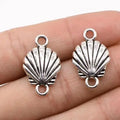 Antique Silver Color Plated Vintage Unisex Shell Zinc Alloy Connector Bar for Jewelry Making & 1/1 Loop 14x23mm 1547220