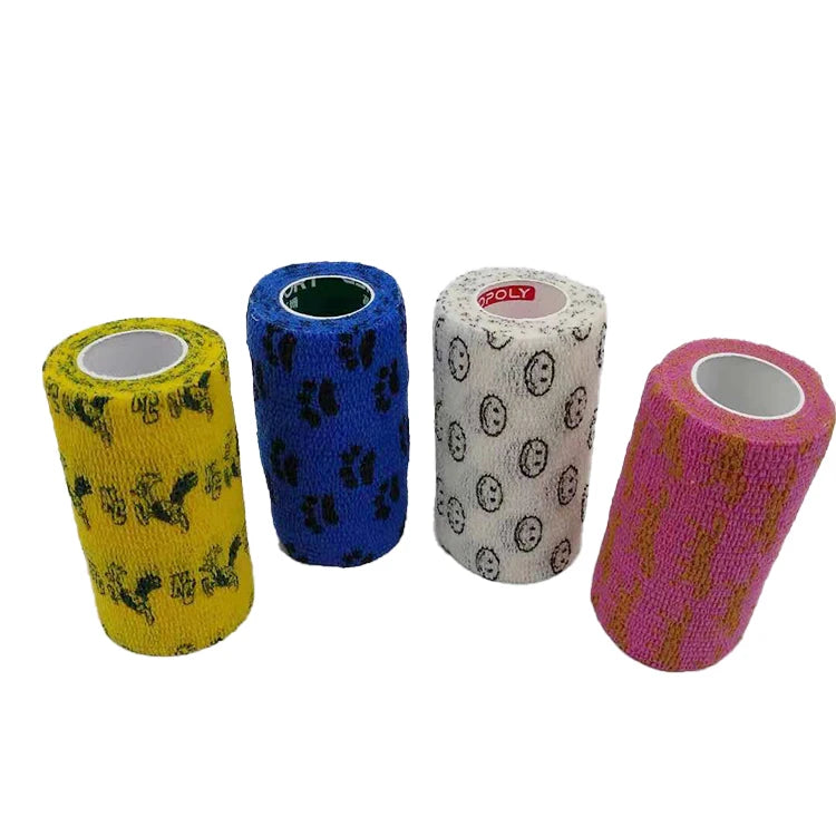 Custom logo Printed Package Pet Wound Care Products Cohesive Adhesive Elastic Bandage Wrap Function Self-adhesive Tape