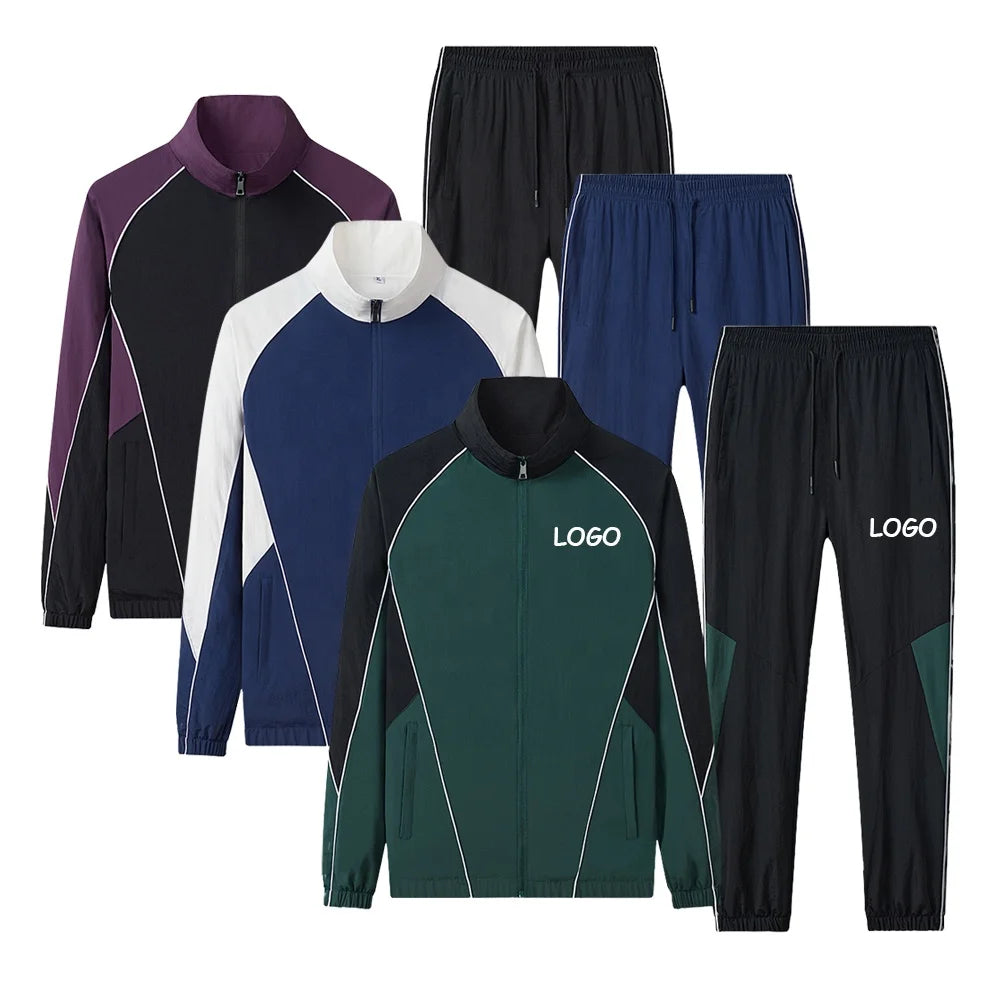 Mens Tracksuits Hoodies Zip up Sweatshirt Sports Sweater Two Piece Pants Set Nylon Men Outfits Casual Unisex Sportswear