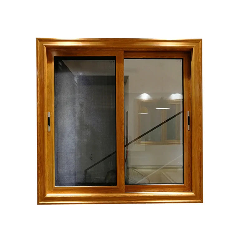 Wood Finish Aluminium Windows Sliding windows Wood Texture with Double Insulated Glass