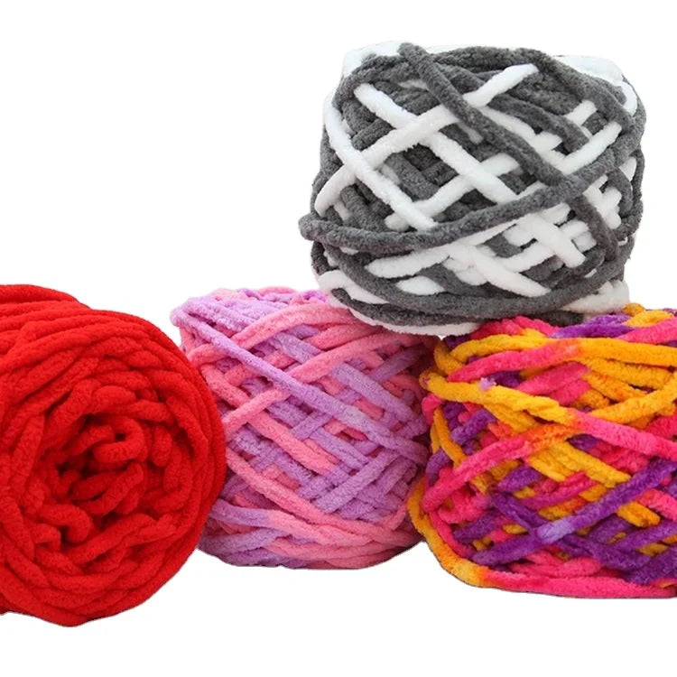 Factory Sale Multi-Color Chunky Crochet Yarn Knitting Woven Blanket Core Strip Line Ice Yarn Sewing Accessory Polyester Blended