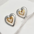 Women Retro Heart Shaped Stainless Steel Earrings Pattern Wrapped Around Earring