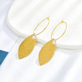 Latest Design Earrings Factory Custom Women Wedding Glamour Jewelry Leaf Earrings Trend 18k Gold Plated Leaf Hoop Earrings