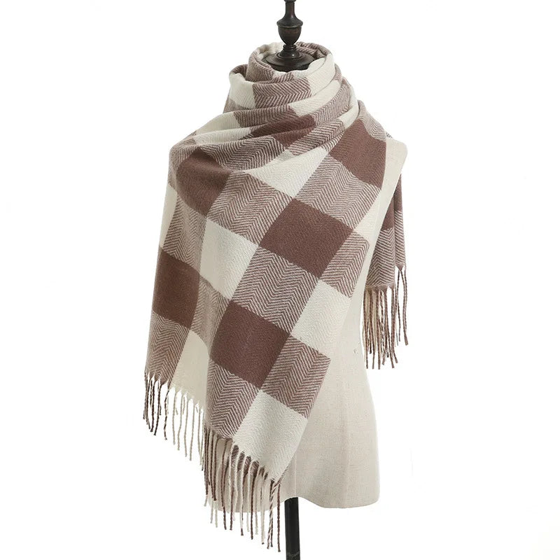 High Quality Tassel Winter Keep Warm Multi Color Acrylic Cotton Soft Smooth Feeling 70x180cm Label Custom Pashmina Women Scarves