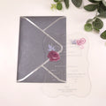 Luxury 5*7 Inches Wedding Clear Acrylic Invitations Printed Flowers with Silver Foil Edge Envelope Elegant Card