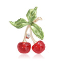 New Cute Fruit Alloy Rhinestone Red Enamel Cherry Brooch for Bag Dress Accessories