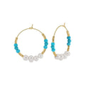 RINNTIN MPE07 Original Vintage Design Freshwater Pearl Turquoise S925 Sterling Silver Hoop Earrings