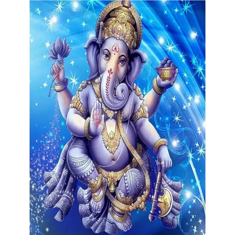 Home Decoration 5d DIY Full Drills Elephant Head Buddha Statue Religious Diamond Art Gem Painting for Adults Beginners