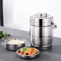 Drum Shape 3 Layer Round Lunch Box Tiffin Box Stainless Steel Thermal Food Carrier