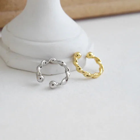 New Fashion Unique Design 925 Sterling Silver Ear Cuff Non-pierced Twist S925 Silver Earrings for Women EBC004