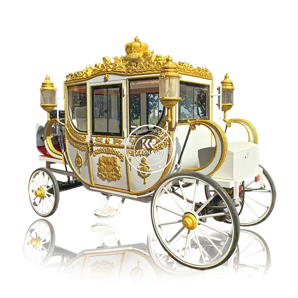 OEM Top Horse Carriage Manufacturer Royal Electric Vehicle Wedding Four Wheel Horse Wagon Royal Horse Drawn Carriage