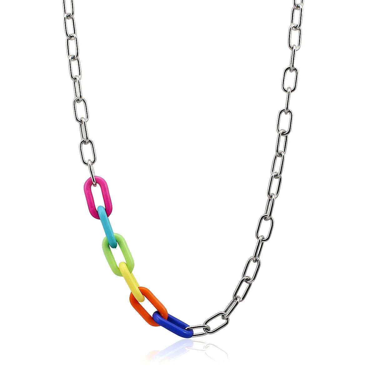 Multi-color Lipchain Acrylic Choker Chain Necklace Stainless Steel Summer Jewelry for Women Girls Gift