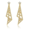Zuola Custom New Arrival Luxury Trendy Dangle Drop Studs Earring 18K Gold Plated Geometric Pendant Zircon Pendant Fashion Women