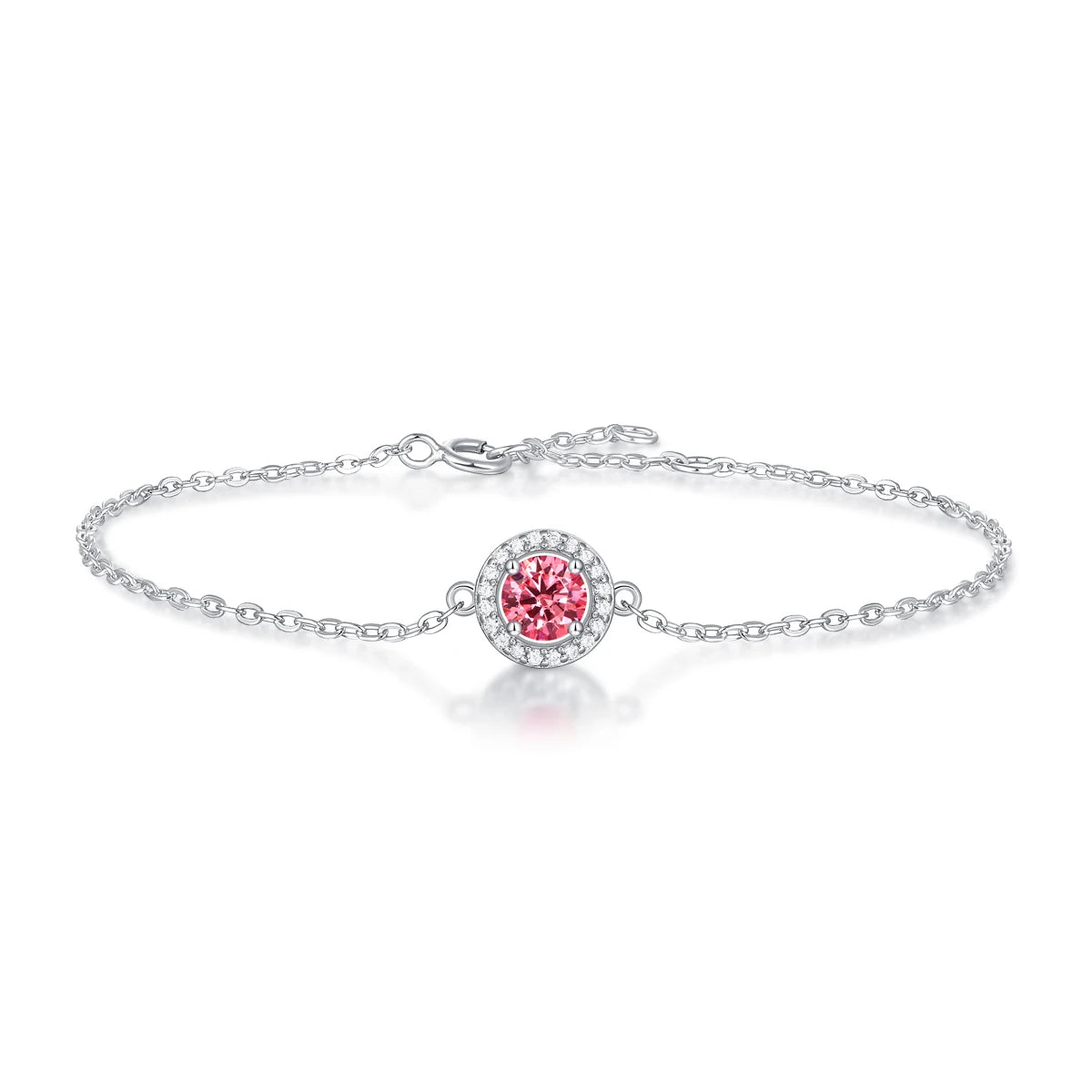 In Stock 925 Sterling Silver Bracelet for Women Pink Moissanite Modern Design Bracelet Women Fine Jewelry Best Gift for Party