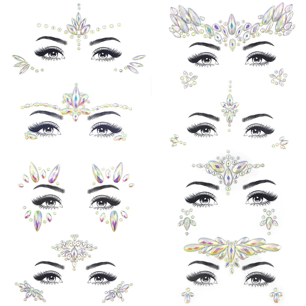 New Arrival Glow in Dark Face Stickers Jewels Gem Luminous Face Chest Sticker Diamond Sticker
