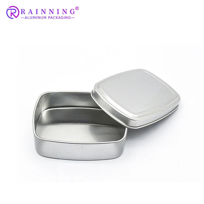 Recyclable Customized Empty Metal Silver Tin Packaging Rectangle Aluminum Square Soap Tin Box