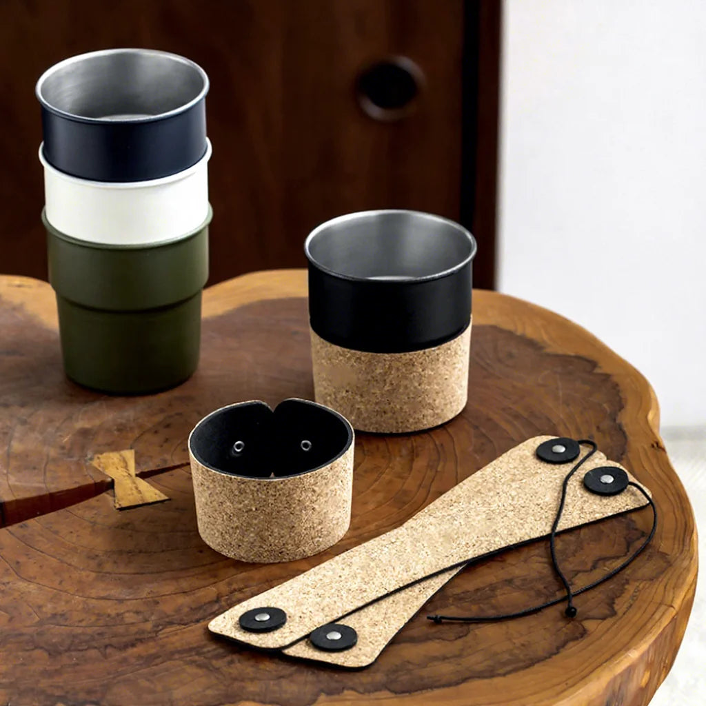 Reusable Cork Leather Coffee Cup Sleeves Hand Protection Drink Grip Cup Cover Cup Holder
