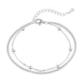 Dylam Dainty Minimalist Fine Adjustable Findings Pulsera 925 Plata for Girls Jewelry Silver Double Chain Bead Bracelet