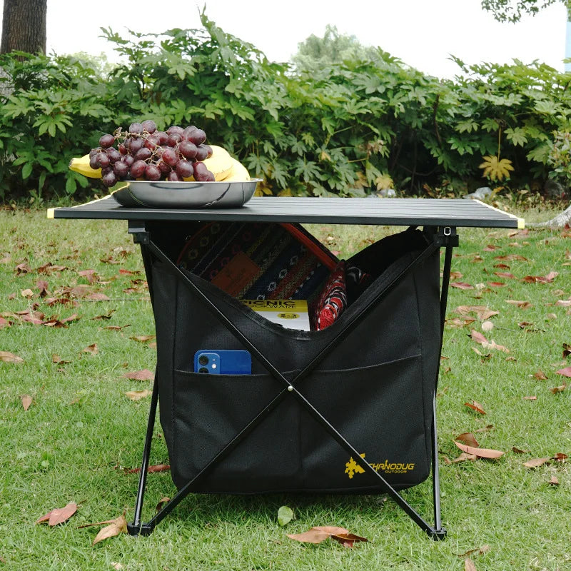 Lightweight Modern Design Outdoor Folding Aluminium Table Easy-to-Carry Picnic Table with Storage Pocket for Camping