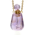 HZ Essential Oil Bottles Amethyst Necklace Gold Chain Bottle Perfume Pendant Charm Aromatherapy Crystal Stone Necklace Jewelry