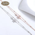 Jachon Light Luxury 925 Sterling Silver Bracelet Romantic Cherry Blossom Design Women's Fashion Gift Handpiece for Daily Wear