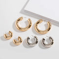 Fashion Gold Plated Circle Punk Earrings Vintage C Shape Hoop Earrings for Women