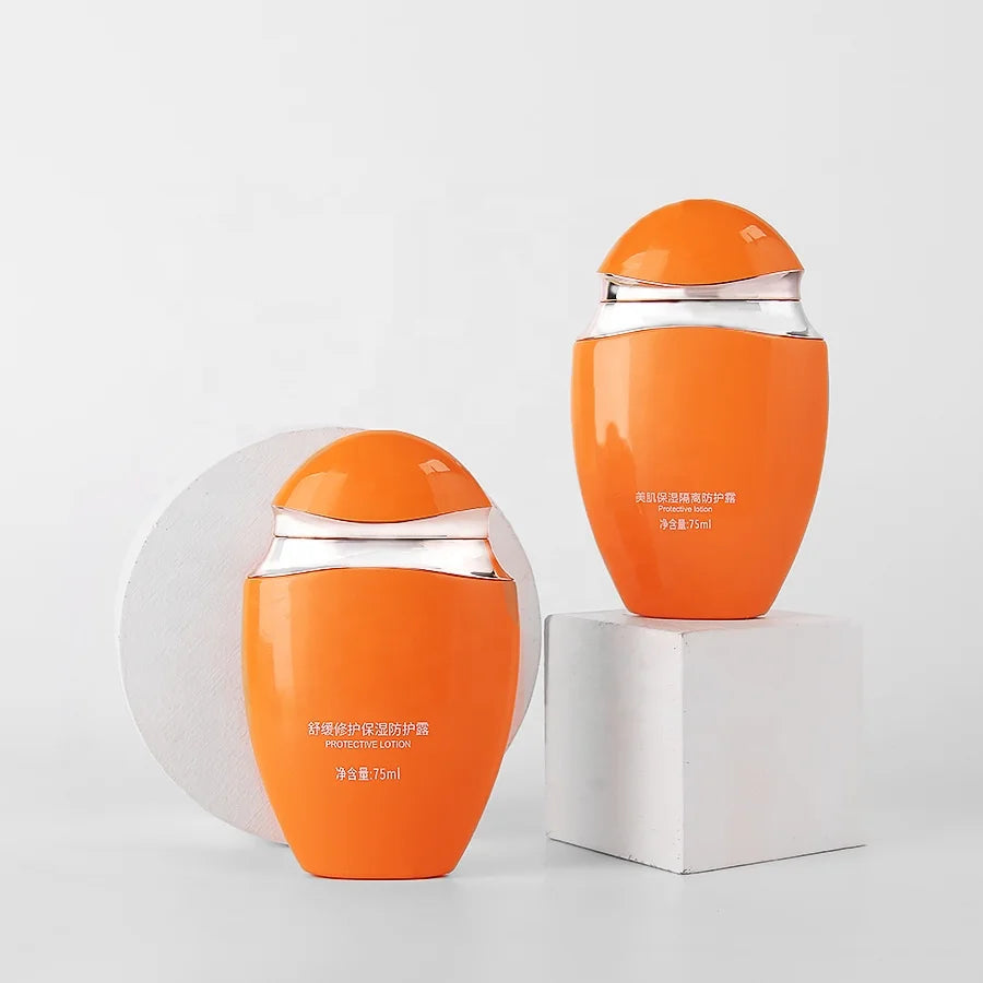 LESOPACK 75ml Oval Shape Sunscreen Sun Cream Tottle Sunblock Bottle Cosmetic Packaging