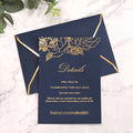 Creative Floral Design Blue Paper Invitations With Gold Foil Envelopes DIY Craft Elegant Style Wedding Invitation Cards Set
