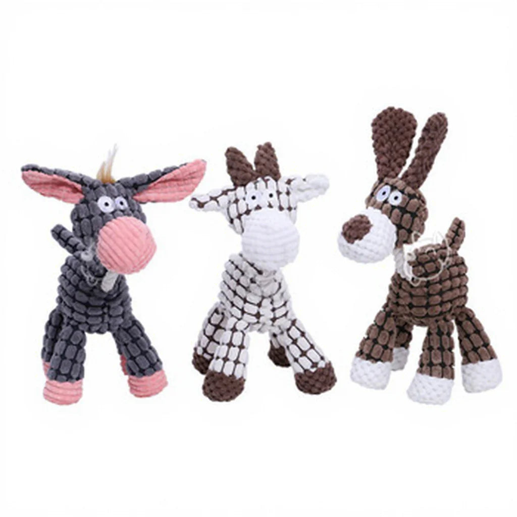Funny Donkey Dog Sheep Animal Squeaky Toy for Pets - Durable Bite Resistant Chew Toy Interactive Puzzle Plush for Puppy