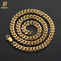 NUOYA 6mm Hip Hop Cuban Link Chain Necklace Jewelry 18K Gold Plated Stainless Steel Chain Gift for Men