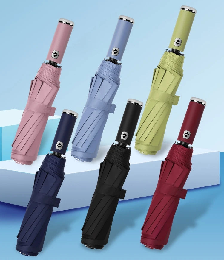 Portable Windproof Automatic Travel Umbrella Women and Men Large Size Led Light Compact Folding Rain Umbrella