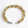 Wholesale 2021 Luxury Stainless Steel Gold and Steel Two Tone Oval Link Chain Multi Layer Bracelet Jewelry for Men