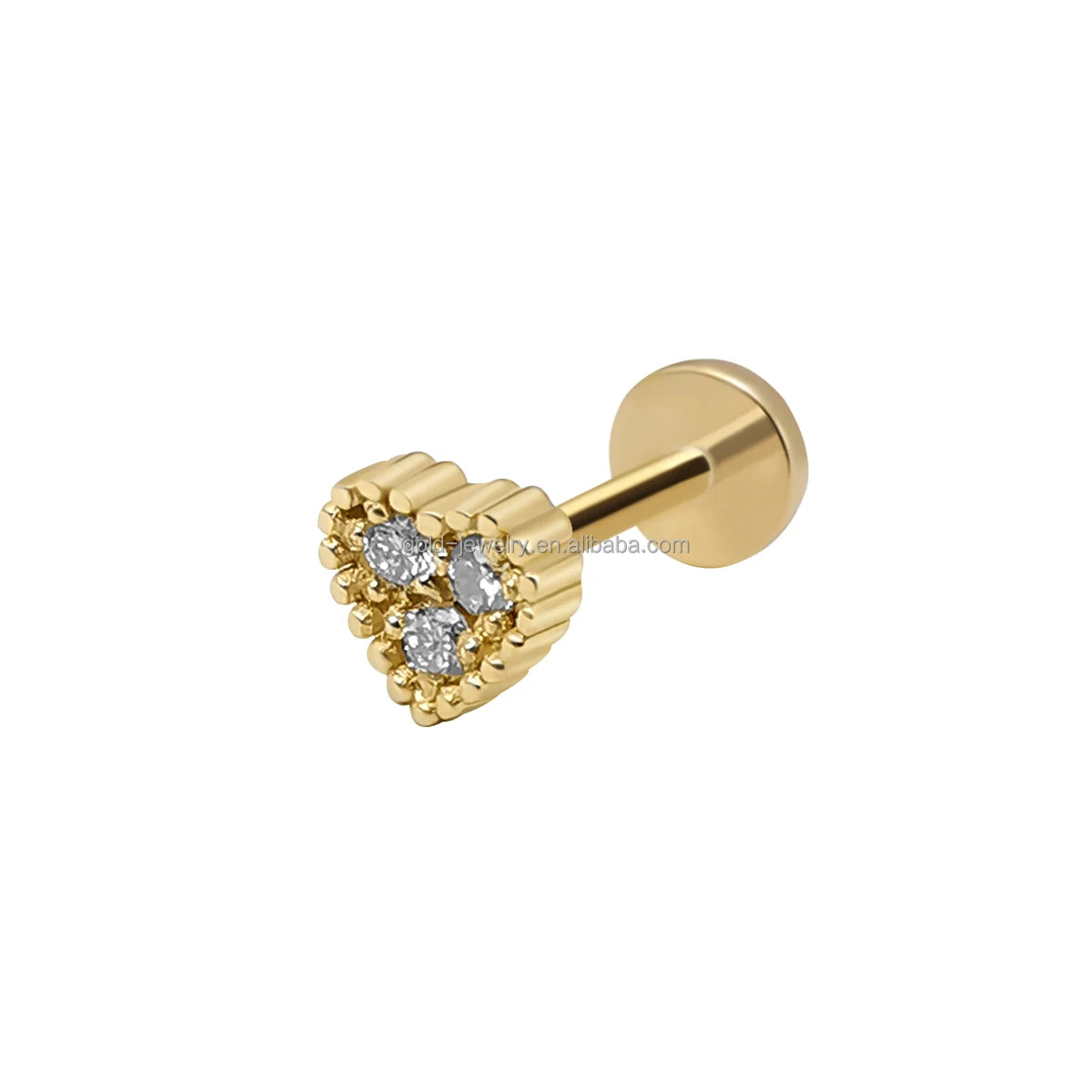 Good Quality 14k Pure Yellow Gold Heart-Shaped Earrings Real Diamonds Trendy Fine Jewelry Parties Anniversaries MegaBDM