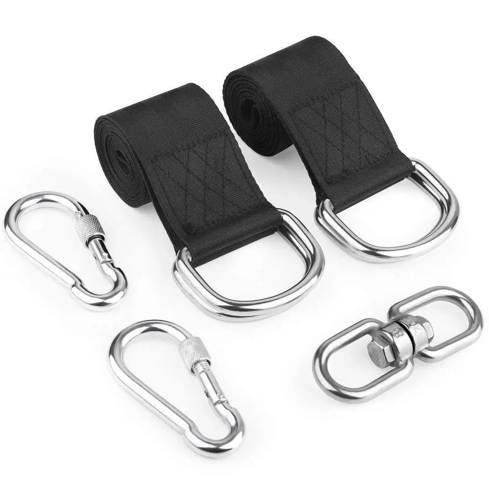 Heavy Duty Non-Stretch Tree Swing Hanging Straps Kit With Safer Lock Snap Carabiner Hooks